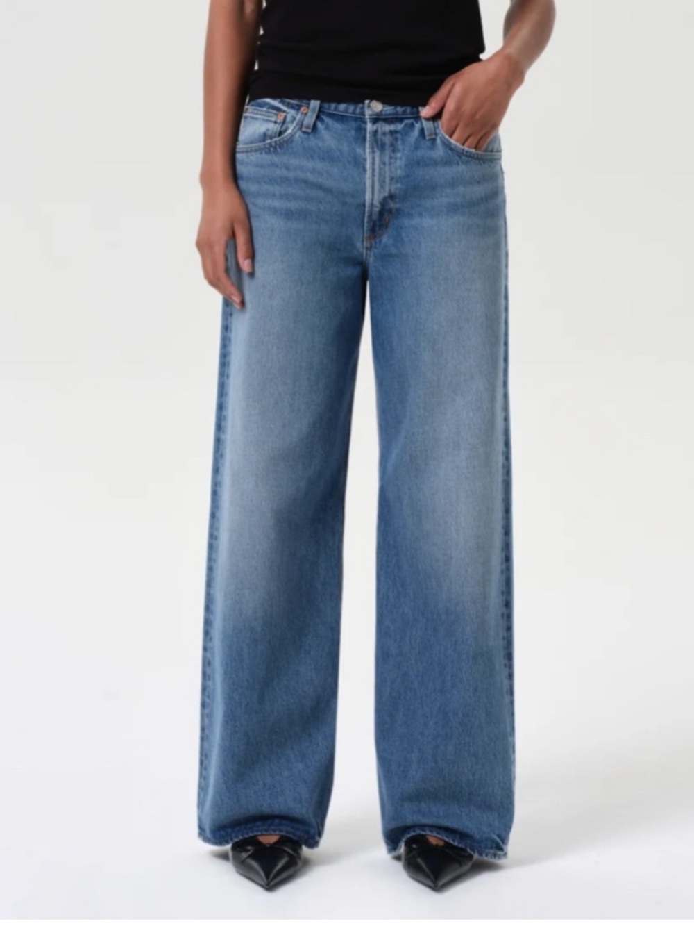 NWT AGOLDE Keira Low-Rise Wide-Leg Jeans Downtown Blue 23